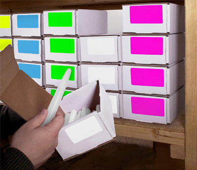 2 by 4 Color Coding Rectangular Labels on White Boxes