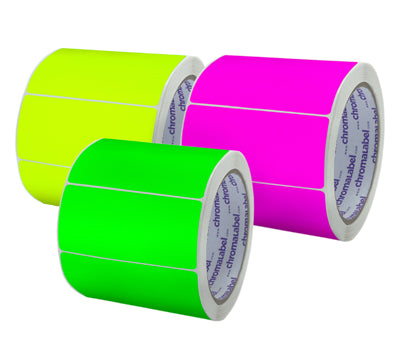 Fluorescent 2 by 4 Rectangular stickers on a roll 