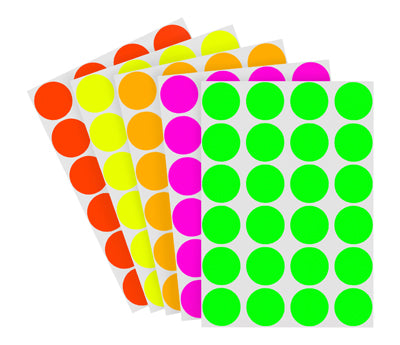 3-4 inch Assorted Fluorescent Removable Stickers on a Liner