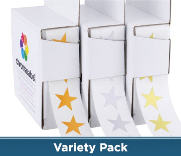 0.75 Shiny Metallic Star Sticker Variety Kit (3,000 Labels Total)