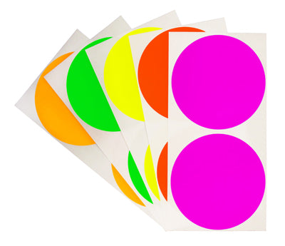 3 inch Assorted Fluorescent Removable Color Coding Stickers on Sheeted Liners