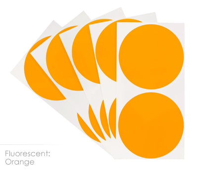 3 inch FLO Orange Removable Color Coding Stickers on Sheeted Liners