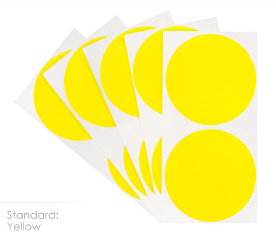 3 inch Yellow Removable Color Coding Stickers on Sheeted Liners