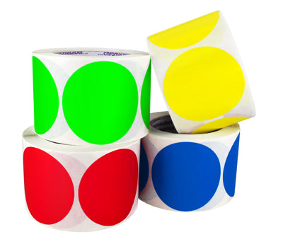 3" Removable Color-Code Round Dot Inventory Labels: 500/Roll