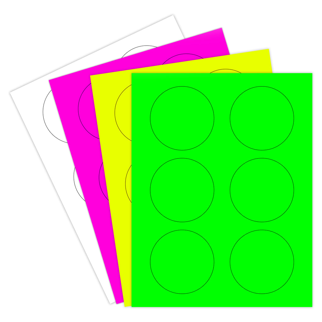 Fluorescent 3 inch round printable labels 
