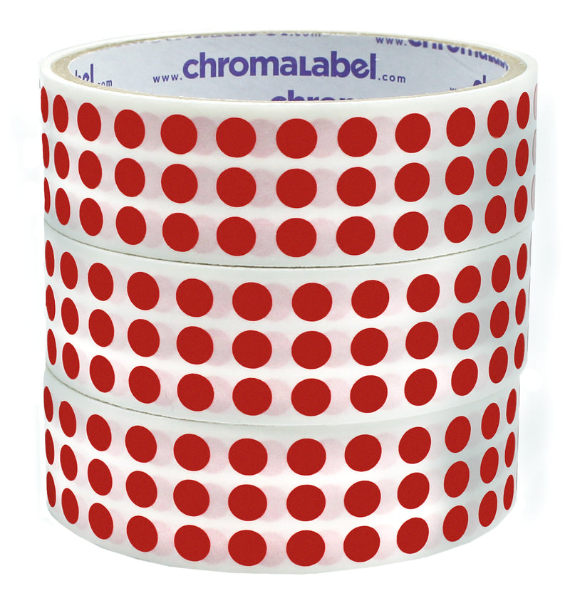 1/4" Permanent Round Color-Code Red Dot Kit (Rolls) – 3 Pack