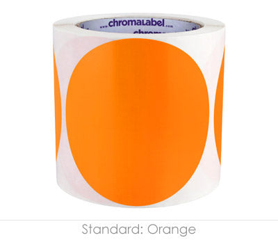4" Permanent Color-Code Round Dot Inventory Labels: 250/Roll – Orange