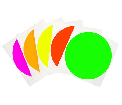 4 inch Assorted Fluorescent Removable Stickers on a Liner
