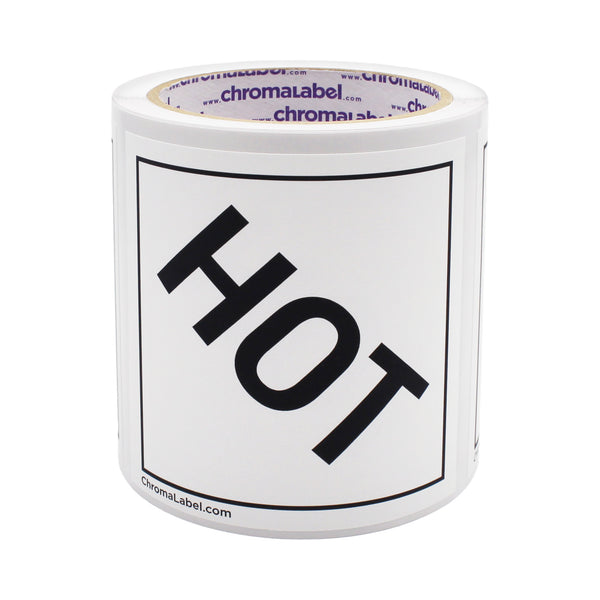 4" x 4" Permanent Durable Square D.O.T. Hazard Labels, Hot Hazard Pictogram Label, 100/Roll