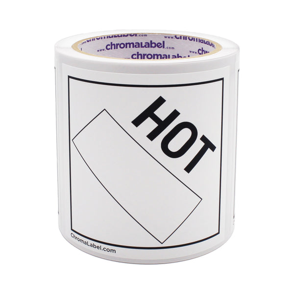 4" x 4" Permanent Durable Square D.O.T. Hazard Labels, Hot Blank Hazard Pictogram Label, 100/Roll