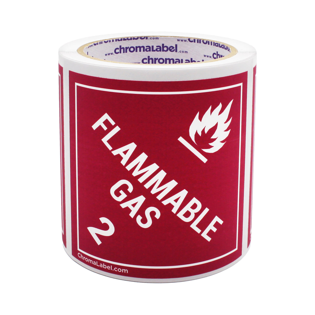 4" x 4" Permanent Durable Square D.O.T. Hazard Labels, Hazard Class 2 Flammable Gas Label, 100/Roll