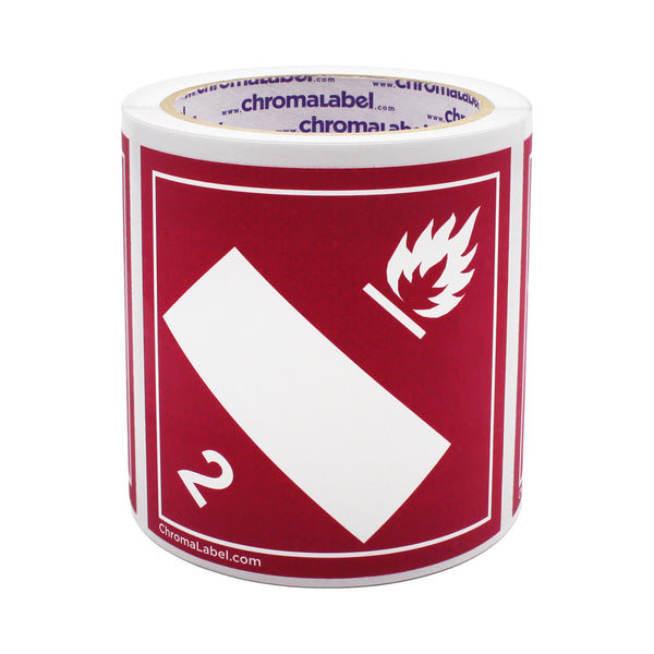 4" x 4" Permanent Durable Square D.O.T. Hazard Labels, Hazard Class 2 Blank Flammable Label, 100/Roll