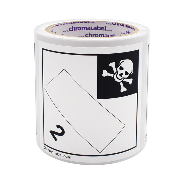 4" x 4" Permanent Durable Square D.O.T. Hazard Labels, Hazard Class 2 Blank Label, Black Triangle, 100/Roll