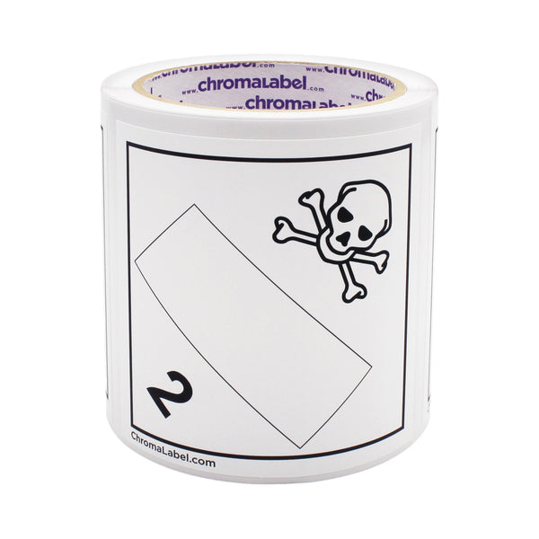 4" x 4" Permanent Durable Square D.O.T. Hazard Labels, Hazard Class 2 Blank Label, 100/Roll