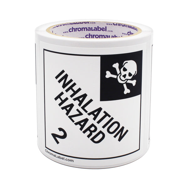 4" x 4" Permanent Durable Square D.O.T. Hazard Labels, Hazard Class 2 Inhalation Hazard Label, 100/Roll