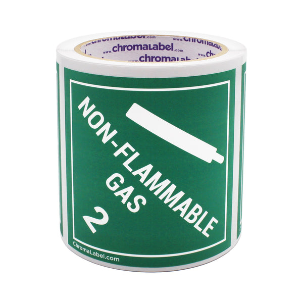 4" x 4" Permanent Durable Square D.O.T. Hazard Labels, Hazard Class 2 Non-Flammable Gas Label, 100/Roll