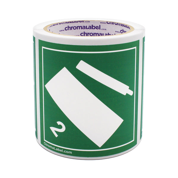 4" x 4" Permanent Durable Square D.O.T. Hazard Labels, Hazard Class 2 Blank Non-Flammable Gas Label, 100/Roll
