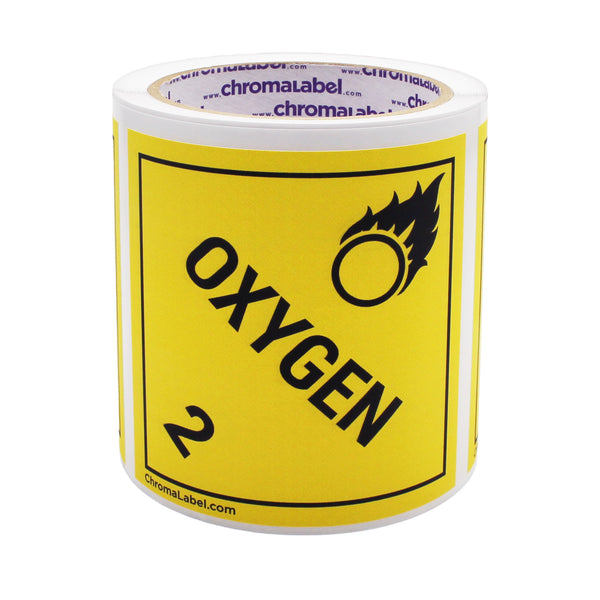 4" x 4" Permanent Durable Square D.O.T. Hazard Labels, Hazard Class 2 Oxygen Label, 100/Roll