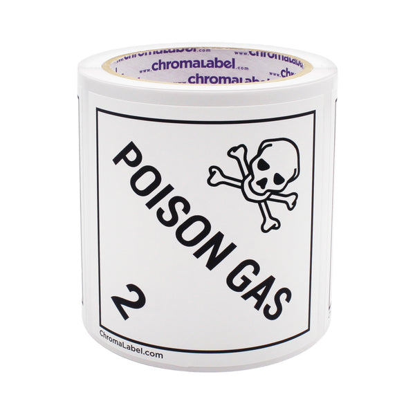 4" x 4" Permanent Durable Square D.O.T. Hazard Labels, Hazard Class 2 Poison Gas Label, 100/Roll
