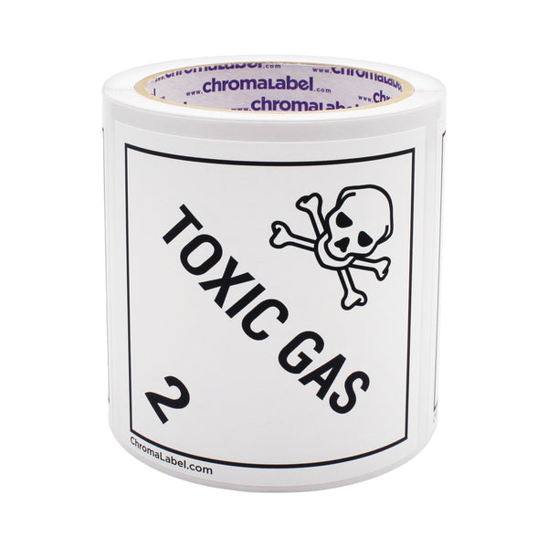 4" x 4" Permanent Durable Square D.O.T. Hazard Labels, Hazard Class 2 Toxic Gas Label, 100/Roll