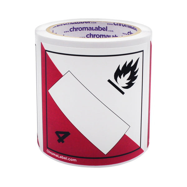 4" x 4" Permanent Durable Square D.O.T. Hazard Labels, Hazard Class 4 Blank Combustible Label, 100/Roll
