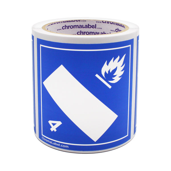 4" x 4" Permanent Durable Square D.O.T. Hazard Labels, Hazard Class 4 Blank Dangerous Wet Label, 100/Roll