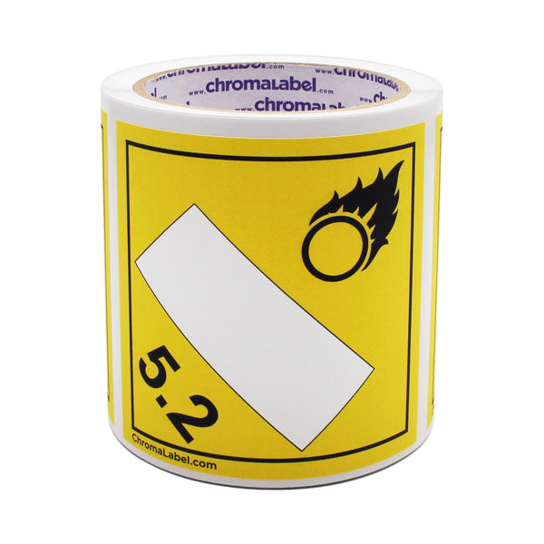 4" x 4" Permanent Durable Square D.O.T. Hazard Labels, Hazard Class 5.2 Blank Label, 100/Roll