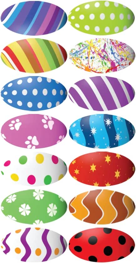 1 x 2" Permanent Easter Egg Stickers, 112/Pack