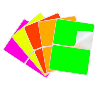 2" x 3" Removable Color-Code Rectangle Label Variety Kit (Fluorescent Colors): 150/Pack