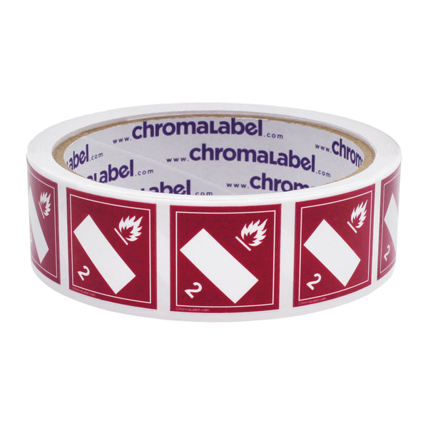 2" x 2" Permanent Durable Square D.O.T. Hazard Labels, Hazard Class 2 Blank Flammable Label, 100/Roll