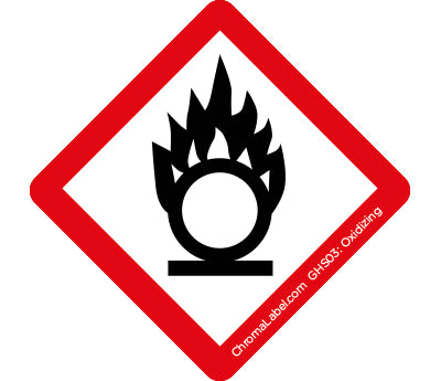 2" x 2" Permanent Durable Square D.O.T. Hazard Labels, GHS03: Oxidizing Pictogram Label, 100/Roll