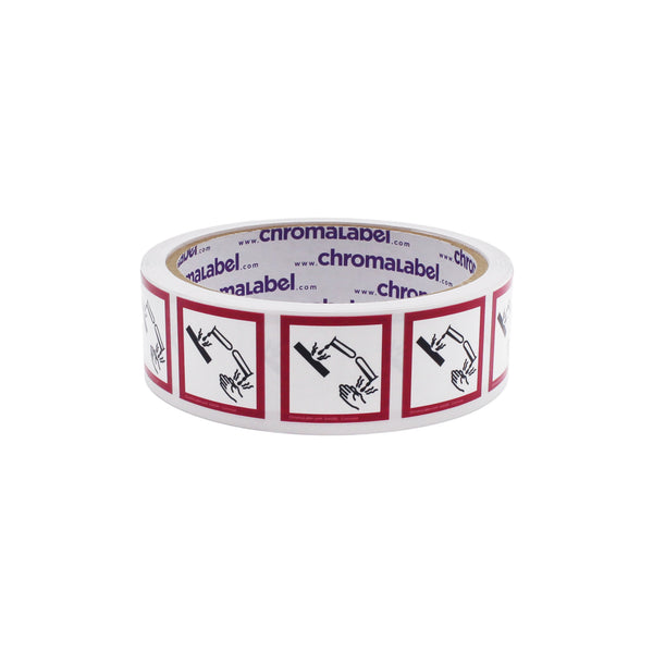 1" x 1" Permanent Durable D.O.T. Hazard Labels: GHS05: Corrosive Pictogram, 250/Roll