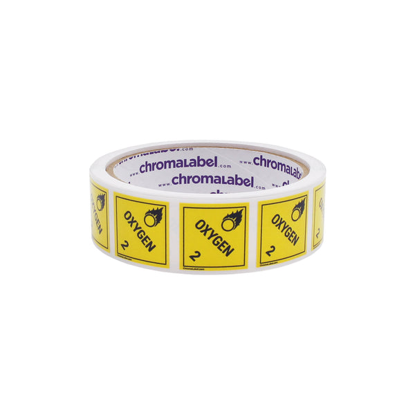 1" x 1" Permanent Durable D.O.T. Hazard Labels: Class 2 Oxygen, 250/Roll