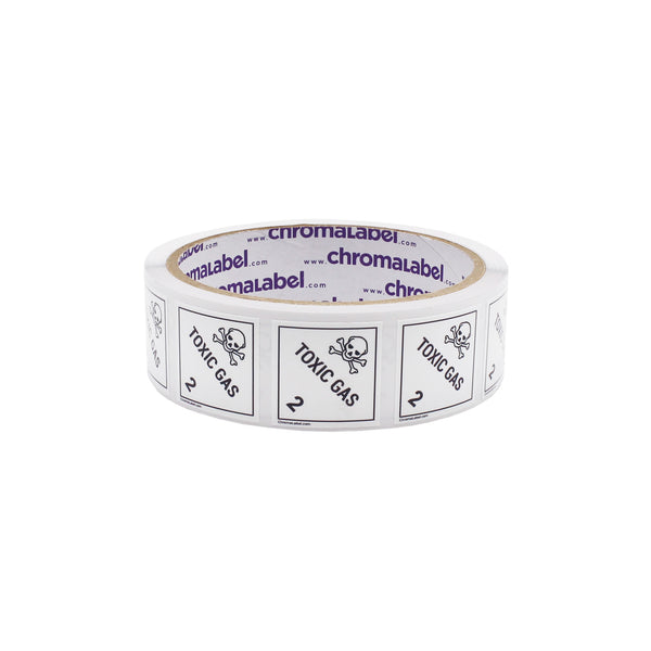 2" x 2" Permanent Durable Square D.O.T. Hazard Labels, Hazard Class 2 Toxic Gas Label, 100/Roll