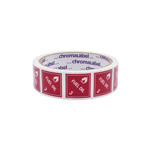 1" x 1" Permanent Durable D.O.T. Hazard Labels: Class 3 Fuel Oil, 250/Roll