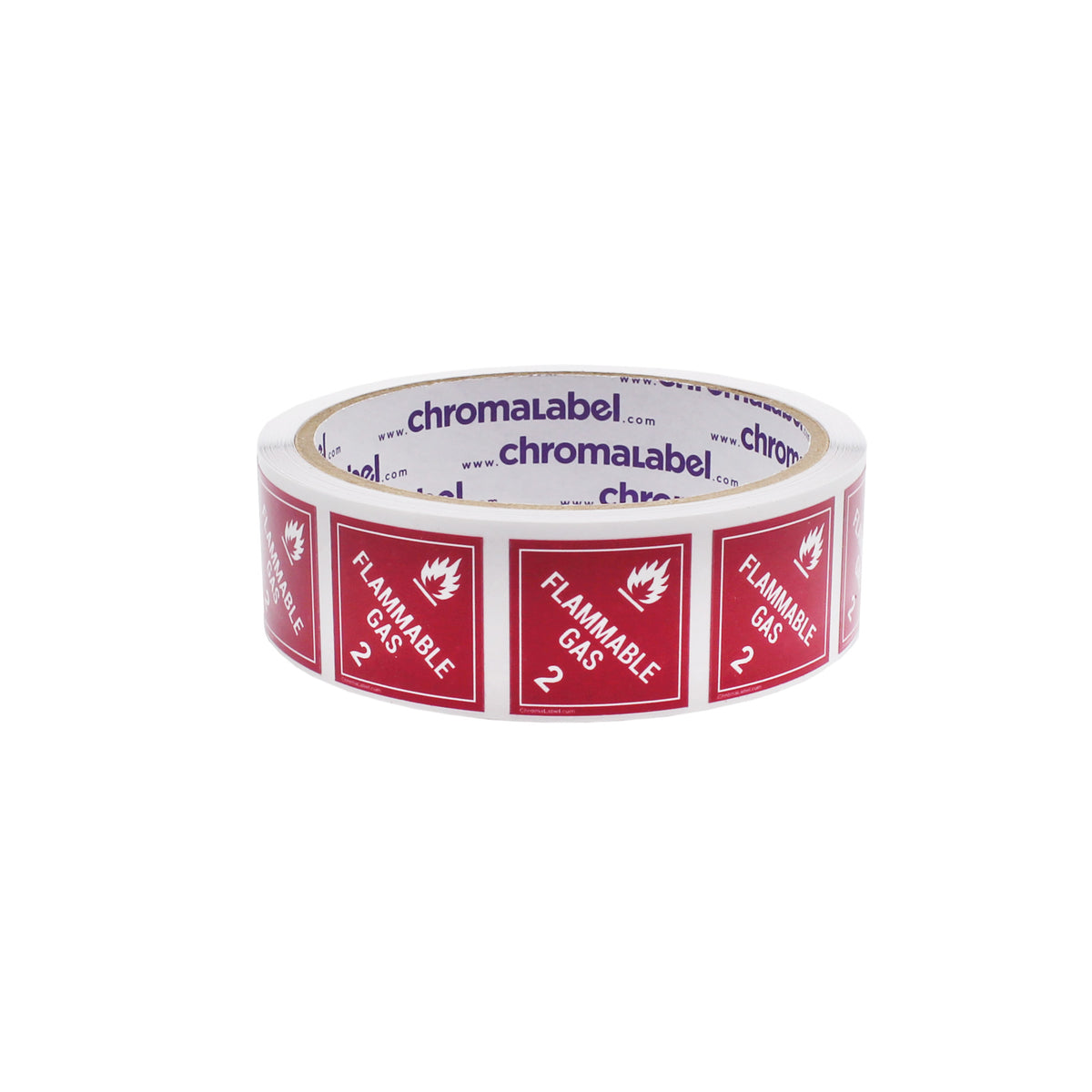 2" x 2" Permanent Durable Square D.O.T. Hazard Labels, Hazard Class 2 Flammable Gas Label, 100/Roll