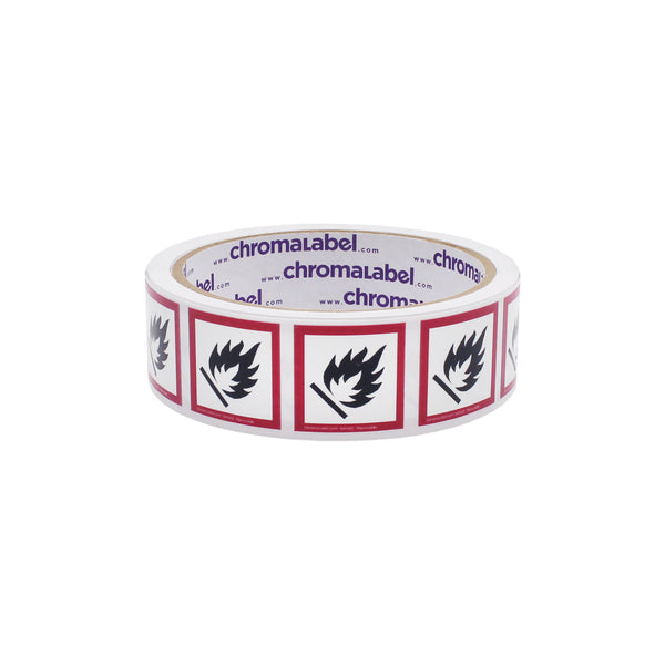 1" x 1" Permanent Durable D.O.T. Hazard Labels: GHS02: Flammable Pictogram, 250/Roll