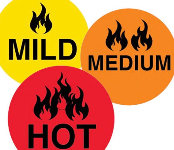 1" Permanent Round, Color-Code "Mild", "Medium", "Hot" Dots: 1,000/PACK