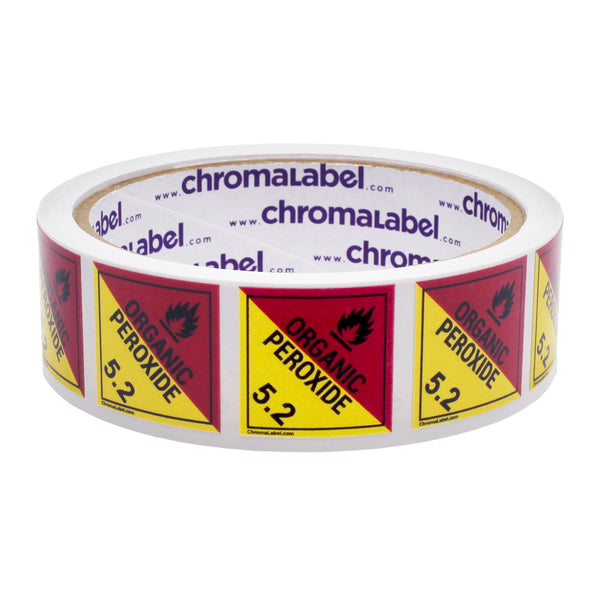 1" x 1" Permanent Durable D.O.T. Hazard Labels: Class 5.2 Organic Peroxide Revised, 250/Roll