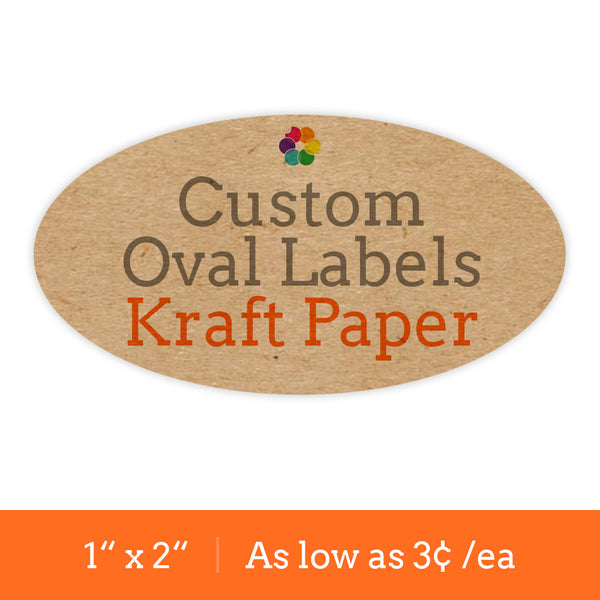 Custom Oval 1" x 2" Label: Kraft