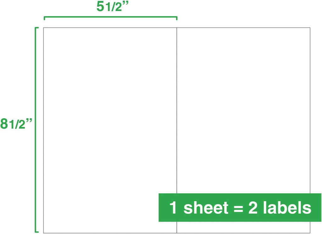 Half Sheet Printable Shipping Labels, 8.5 x 5.5-Inch