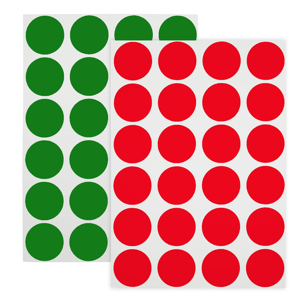 3/4" Removable Red and Green Sheeted Dot Kit, 1200 Pack, 50 Sheets/Pack, 25 of Each Color
