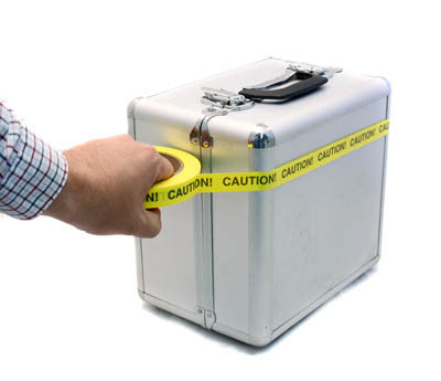 Sticking Safety Tape on Carrying Case