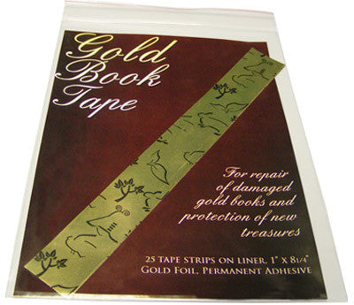 A pack of Gold Book Tape, 25 gold foil strips on liner