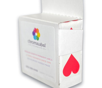 1-1/4" Red Permanent Heart Stickers - 250 Box