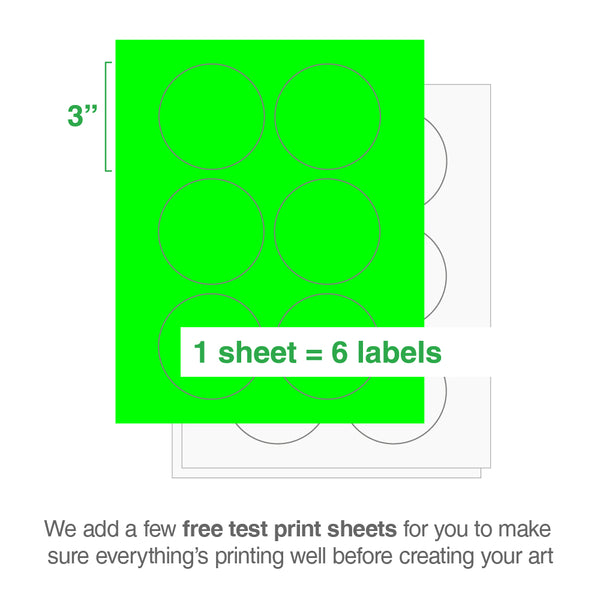 3" Printable Fluorescent Round Labels: 300/Pack