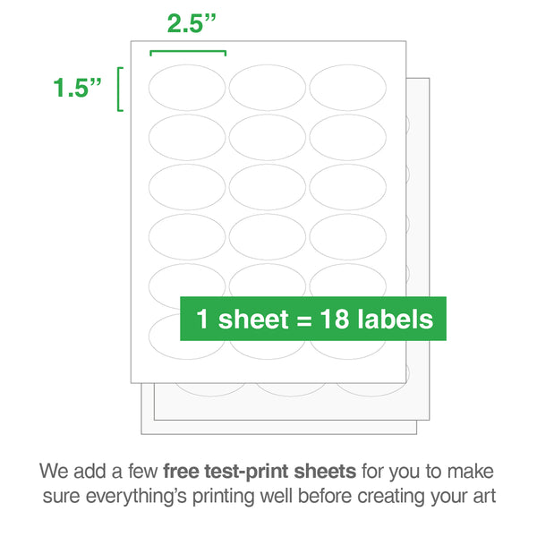 Oval Laser Labels - 1-1/2" x 2-1/2": 450/Pack, 25 Sheets