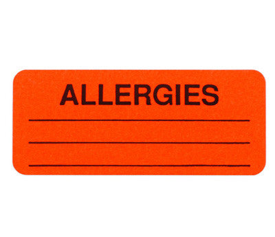 1" x 2.25" Neon Red Allergies Labels