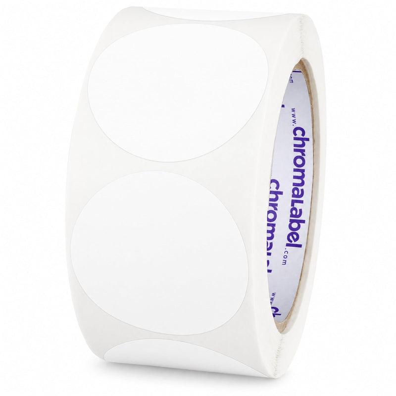 2" Permanent Color-Code Round Dot Inventory Labels: 500/Roll – White