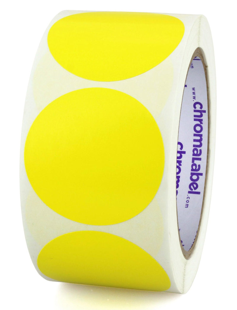 2" Permanent Color-Code Round Dot Inventory Labels: 500/Roll – Yellow